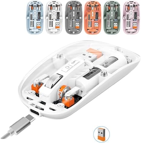 Mouse BT Wireless M233,Transparent Magnetic Mouse 2.4G Rechargeable for PC Rechargeable