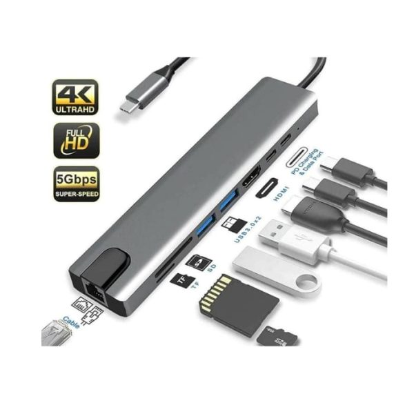 USB C to HDTV 8-Ports Multifunction Adapter