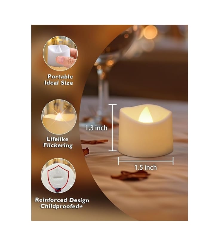 24-Pack Flameless LED Tea Lights Candles Battery Operated