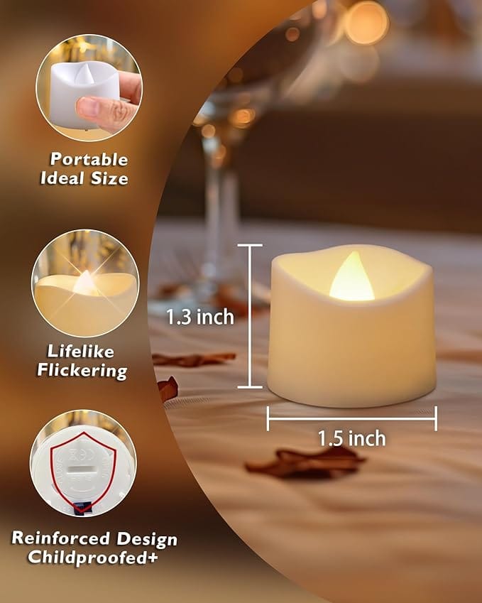 24-Pack Flameless LED Tea Lights Candles Battery Operated