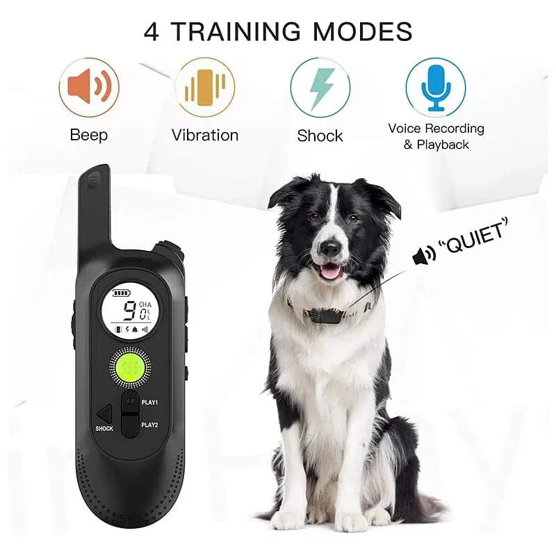 800M Dog Training Collar with Voice Commands Beep Vibration Shock Rech