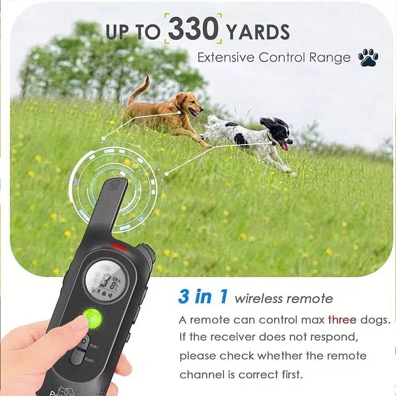 800M Dog Training Collar with Voice Commands Beep Vibration Shock Rech