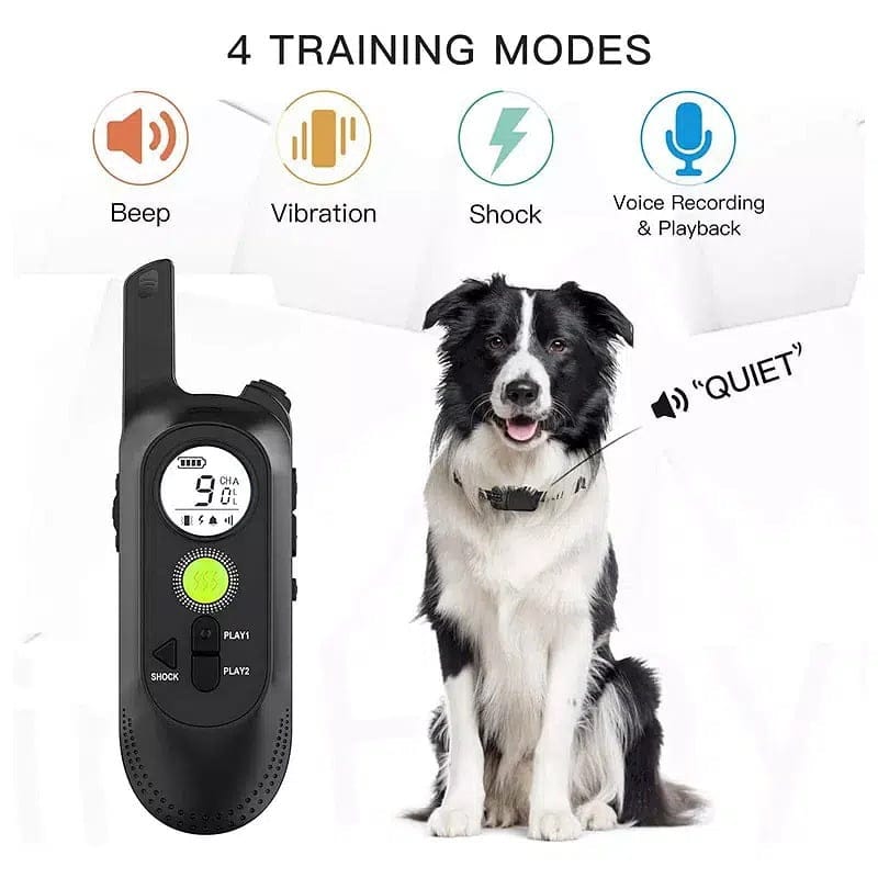 800M Dog Training Collar with Voice Commands Beep Vibration Shock Rech