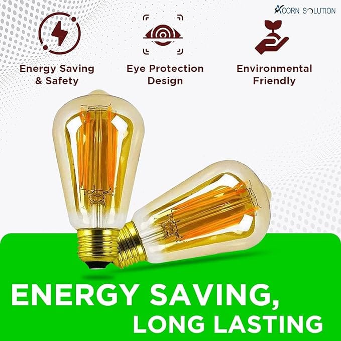AcornSolution Vintage Edison LED Light Bulb Exposed Filament