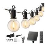 Brightown 58FT Solar String Lights Outdoor with Remote Cable Ties and Hooks Without remote