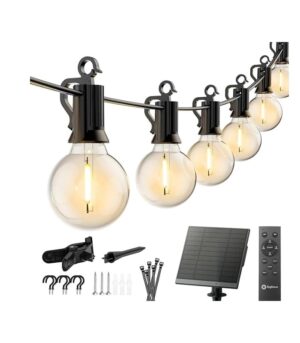 Brightown 58FT Solar String Lights Outdoor with Remote Cable Ties and Hooks Without remote