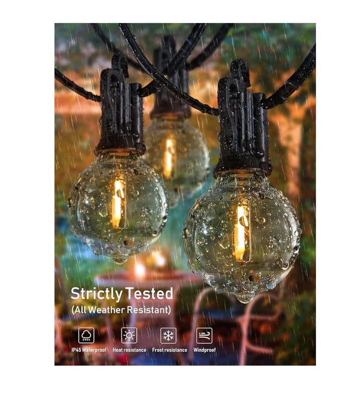 Brightown 58FT Solar String Lights Outdoor with Remote Cable Ties and Hooks Without remote