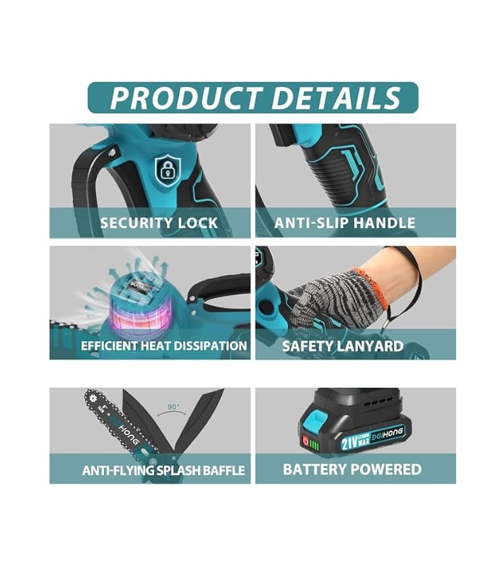 _Deihong Mini Chainsaw 6-Inch with Battery, Cordless Power Chain Saws with Security Lock Deihong Mini Chainsaw 6-Inch with Battery, Cordless Power Chain Saws with Security Lock