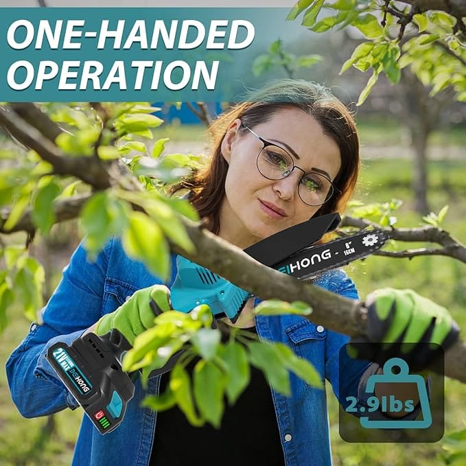 Deihong Mini Chainsaw 6-Inch with Battery, Cordless Power Chain Saws with Security Lock