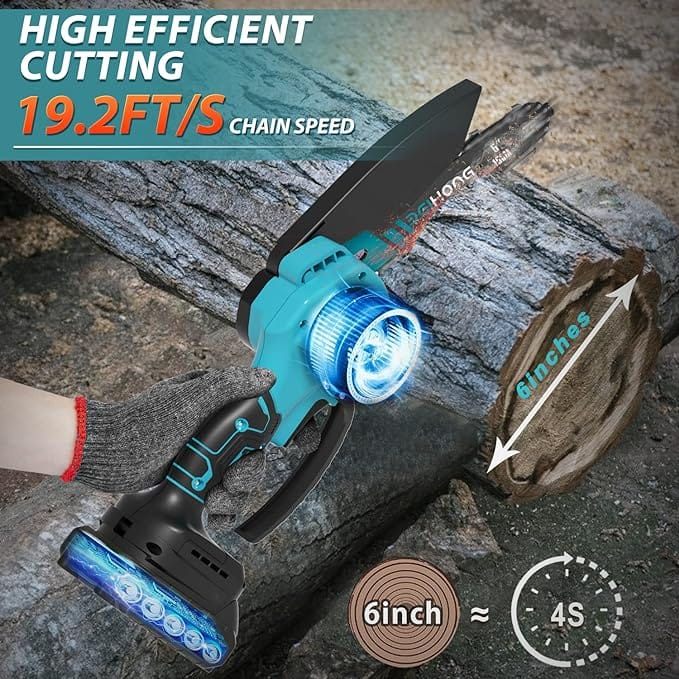 Deihong Mini Chainsaw 6-Inch with Battery, Cordless Power Chain Saws with Security Lock