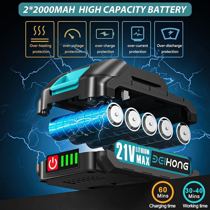 Deihong Mini Chainsaw 6-Inch with Battery, Cordless Power Chain Saws with Security Lock