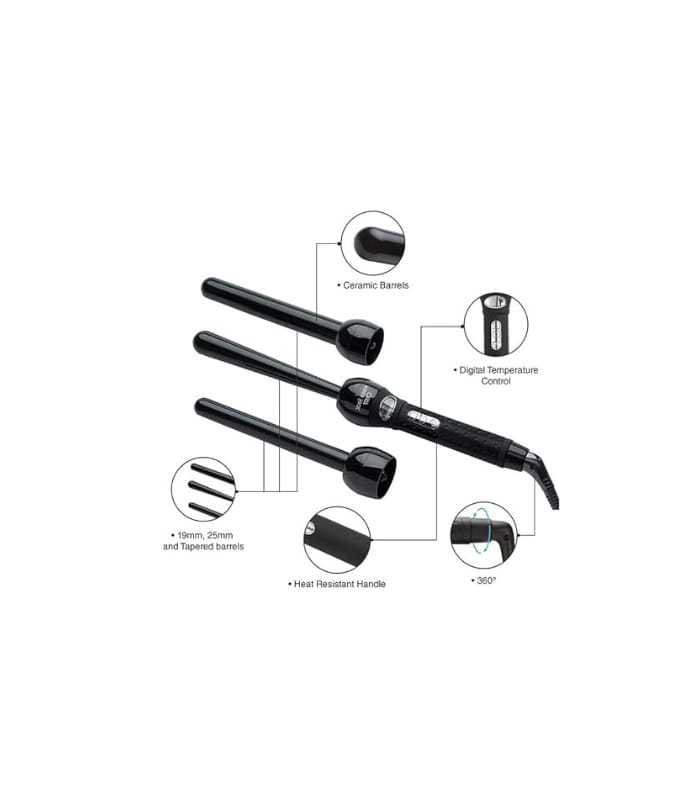_Jose Eber 3-in-1 Digital Clipless Curling Iron, Trio, Adjustable Temperature, Multiple Barrels Jose Eber 3-in-1 Digital Clipless Curling Iron, Trio, Adjustable Temperature, Multiple Barrels
