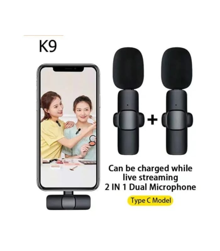 _K9 Dual Wireless Lavalier Collar Microphones C-Type & iPhone (1) K9 Dual Wireless Lavalier Collar Microphones C-Type & iPhone