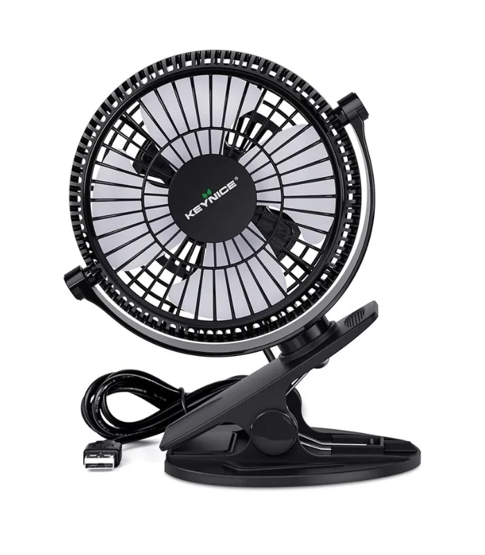 KEYNICE USB Desk Fan, 4 Inch Clip on Fan, 2 Speed USB Fan, 360° Rotation Small Corded Fan for Dorm