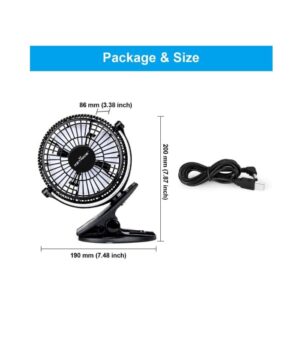 KEYNICE USB Desk Fan, 4 Inch Clip on Fan, 2 Speed USB Fan, 360° Rotation Small Corded Fan for Dorm