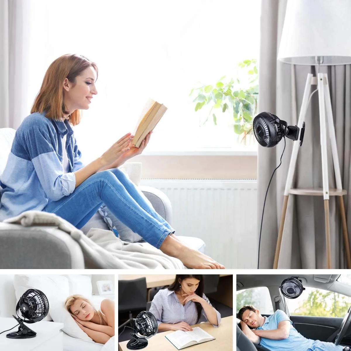 KEYNICE USB Desk Fan, 4 Inch Clip on Fan, 2 Speed USB Fan, 360° Rotation Small Corded Fan for Dorm