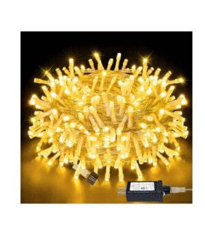 Ollny Outdoor String Lights 200LED 60FT, Warm White Connectable Plug in Fairy Light