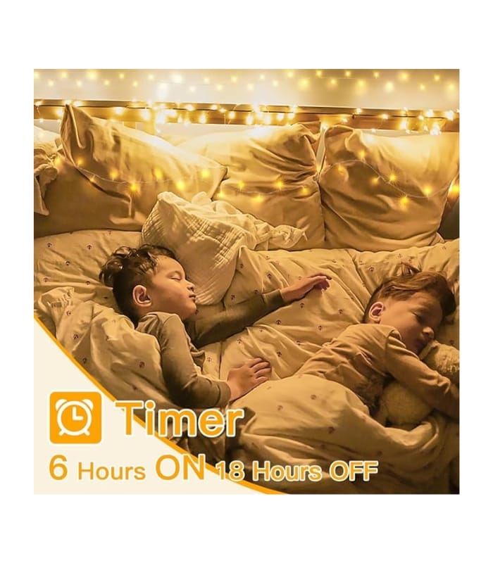 Ollny Outdoor String Lights 200LED 60FT, Warm White Connectable Plug in Fairy Light