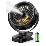 POWERbeast Clip On Fan, 4000mAh Portable Pram Fan, 7” USB Desk Fan, 4 Speeds 2 Mist Modes