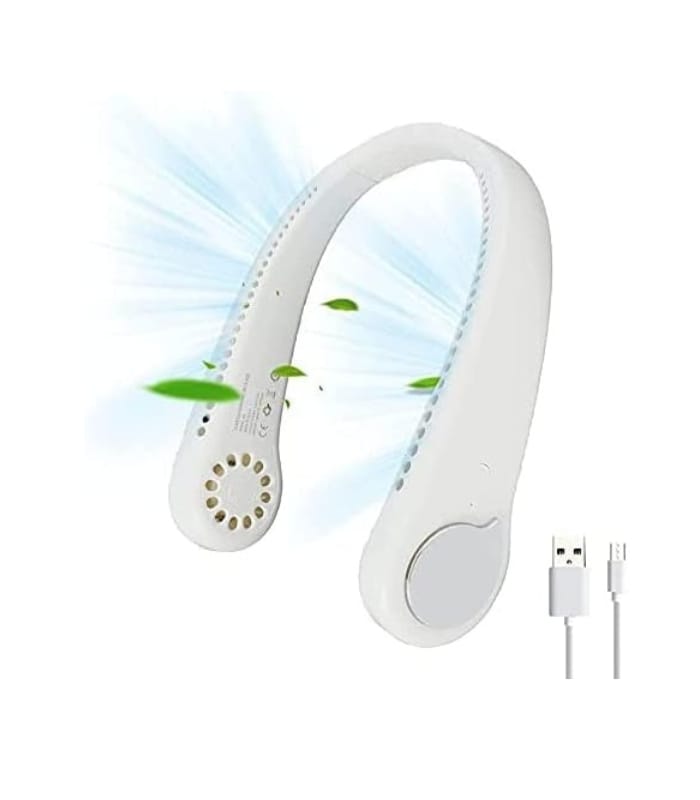 Portable leafless hanging neck fan, rechargeable USB neck fan