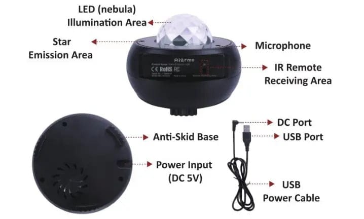 Riarmo Galaxy Projector Star Projector, Star Night Light Projector for Bedroom with Bluetooth Speaker