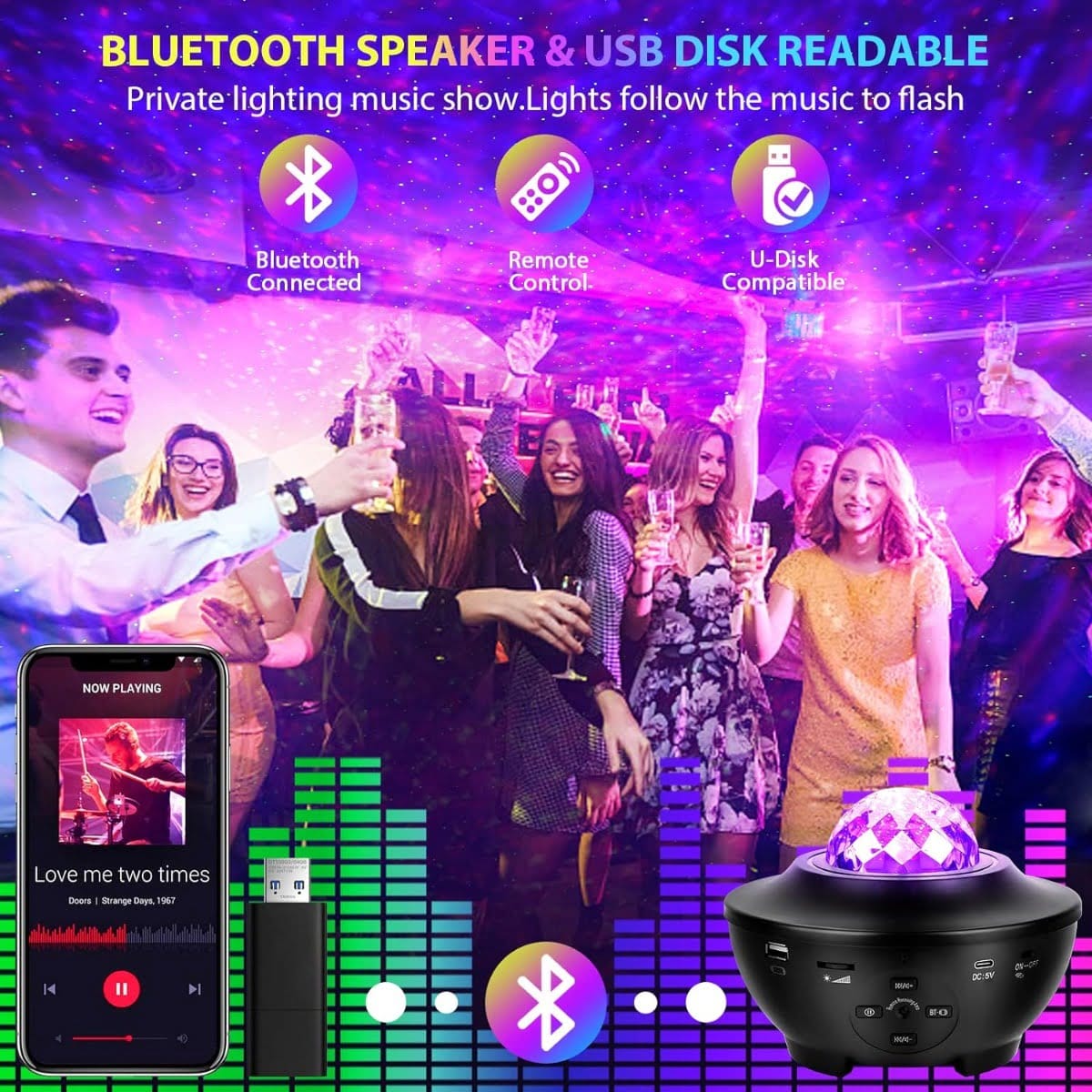 Riarmo Galaxy Projector Star Projector, Star Night Light Projector for Bedroom with Bluetooth Speaker