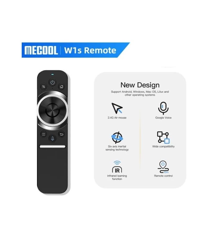 W1S 2.4G Air Mouse Remote Control Built-in 6-Axis Gyroscope Sensor for Android Tv Box