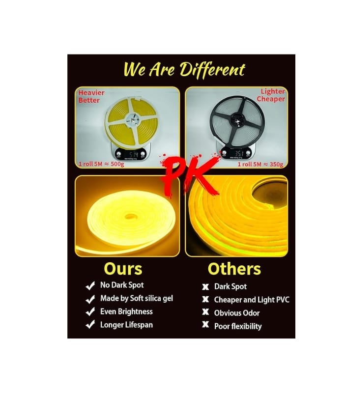 12v Red Neon Flexible Strip Light 1m Waterproof Smd 5050 Rope String Silicone Lamp Outdoor Lighting