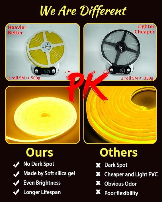 12v Red Neon Flexible Strip Light 1m Waterproof Smd 5050 Rope String Silicone Lamp Outdoor Lighting