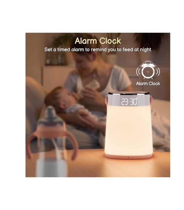 ALACRIS Night Light Dimmable, Bedside Lamp Portable with Romote Control and Alarm Clock