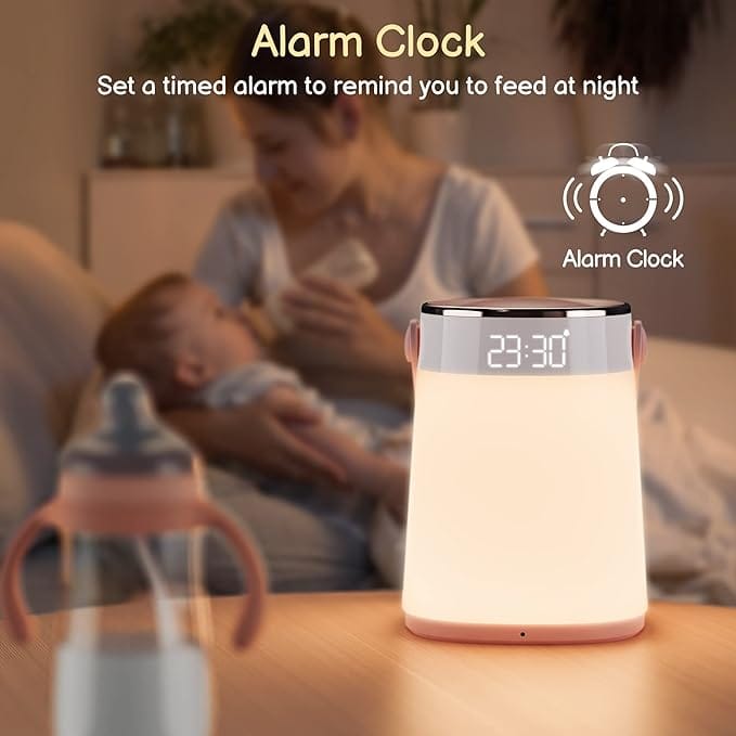 ALACRIS Night Light Dimmable, Bedside Lamp Portable with Romote Control and Alarm Clock