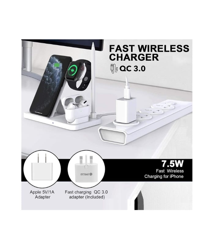 AccLoo Wireless Charger, 4 in 1 Fast Wireless Charging Station for Phone
