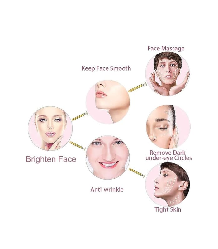 Amirce Face Massager Roller Golden 3D Roller Electric Facial Roller and T Shape