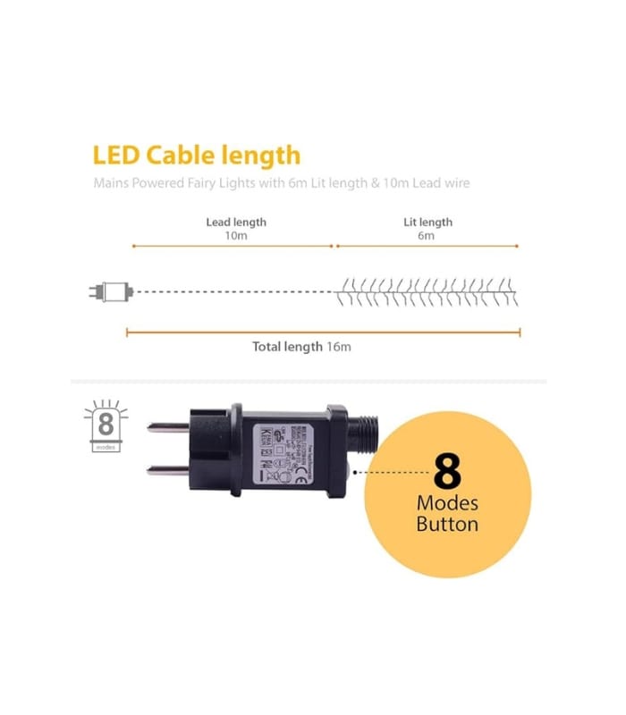 Ansio Fairy Lights Outdoor Indoor 6 m 480 LED Cluster Fairy Lights Christmas Tree Lights Power