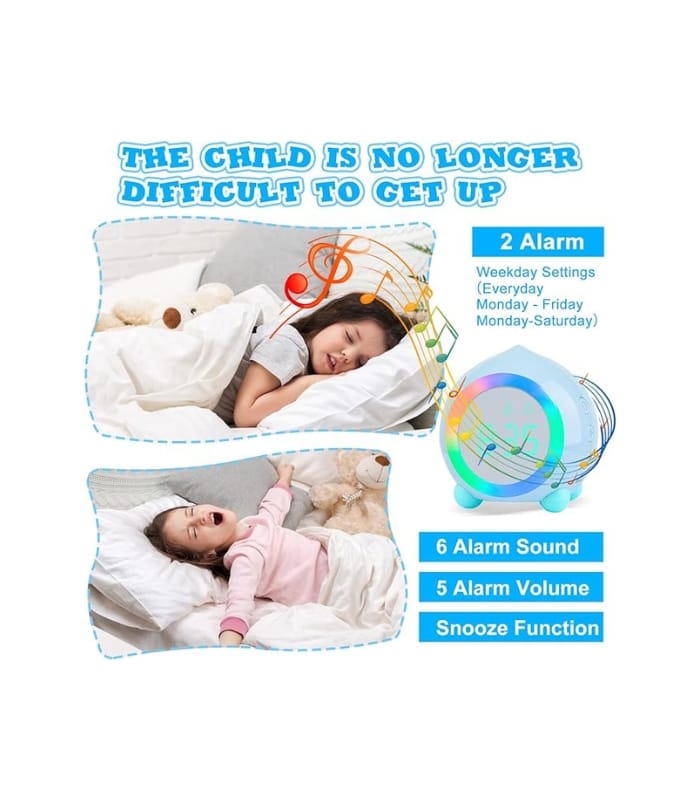 Ayybboo Alarm Clock for Kids Digital Sunrise Simulator Alarm Clock Bedside Mains Powered for Girls Boys