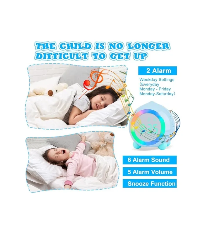 Ayybboo Alarm Clock for Kids Digital Sunrise Simulator Alarm Clock Bedside Mains Powered for Girls Boys