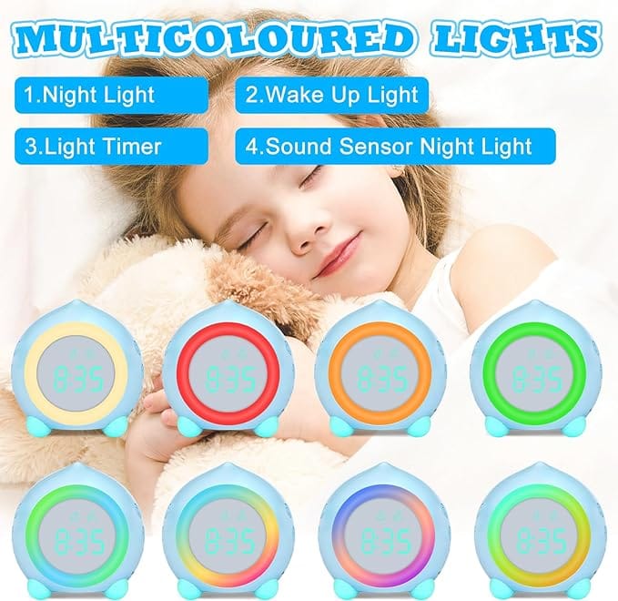 Ayybboo Alarm Clock for Kids Digital Sunrise Simulator Alarm Clock Bedside Mains Powered for Girls Boys