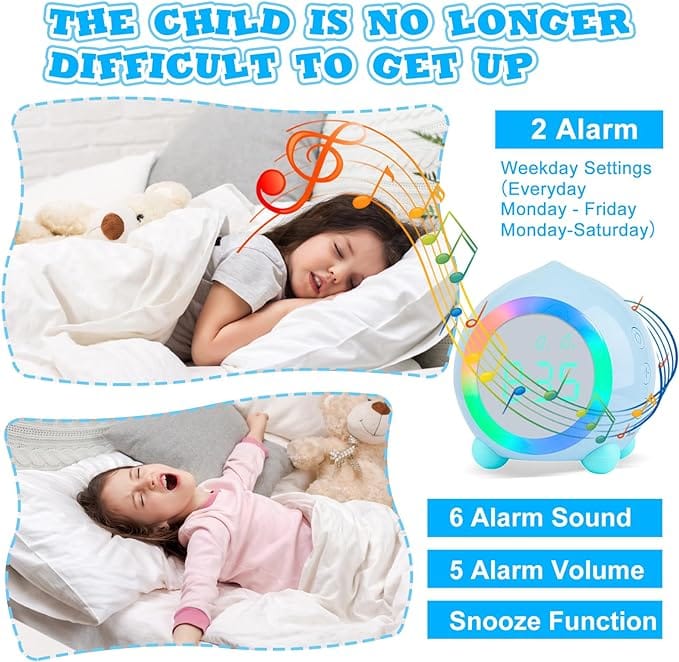 Ayybboo Alarm Clock for Kids Digital Sunrise Simulator Alarm Clock Bedside Mains Powered for Girls Boys
