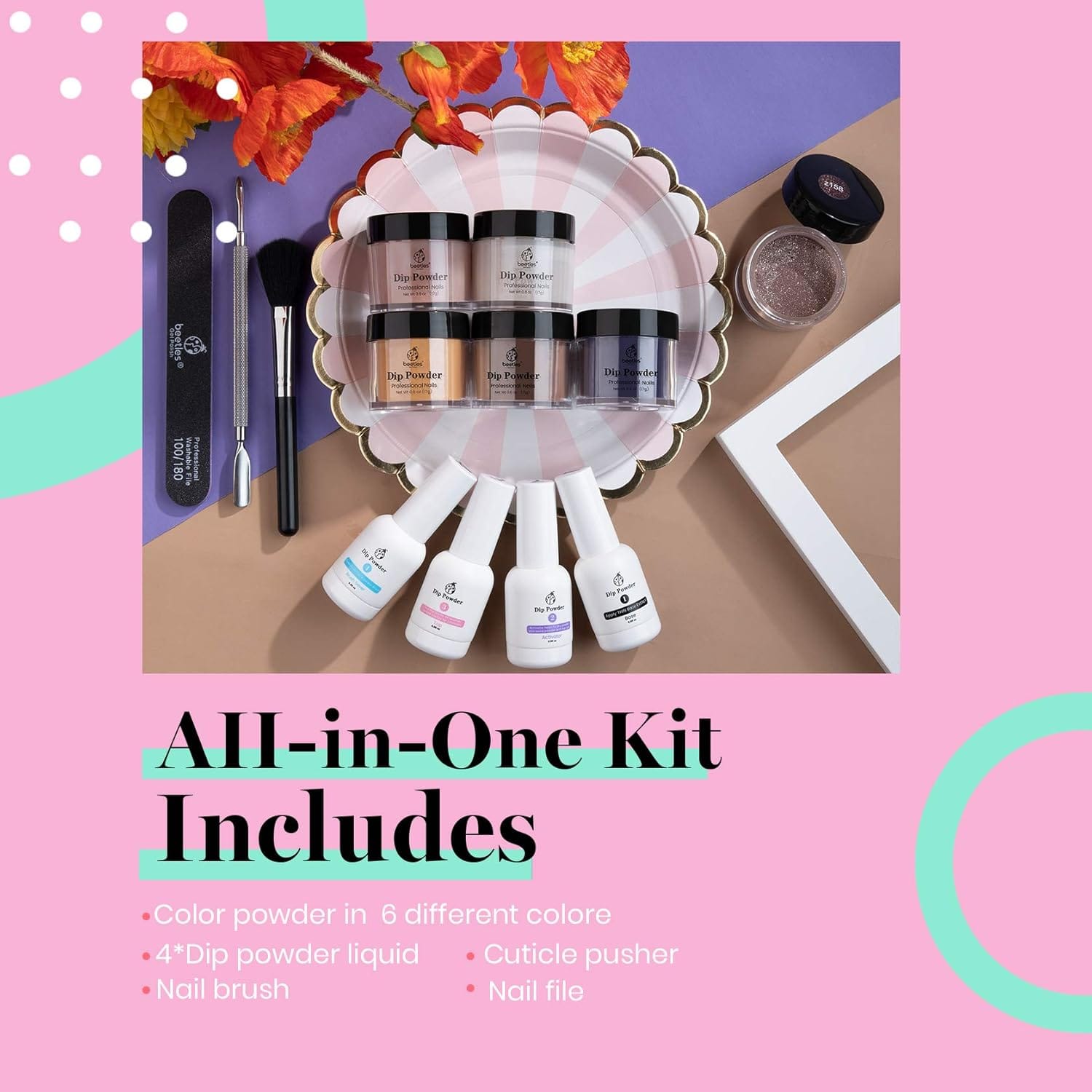 Beetles Dip Powder Nail Kit Starter – Nude 6 Colors