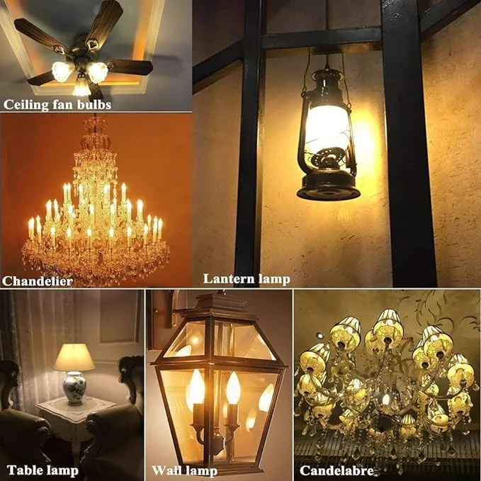 BRIMAX C35 LED Bulbs, 6W Candelabra Led Bulbs Dimmable, E12 Base, 2700K Warm Whit Glow