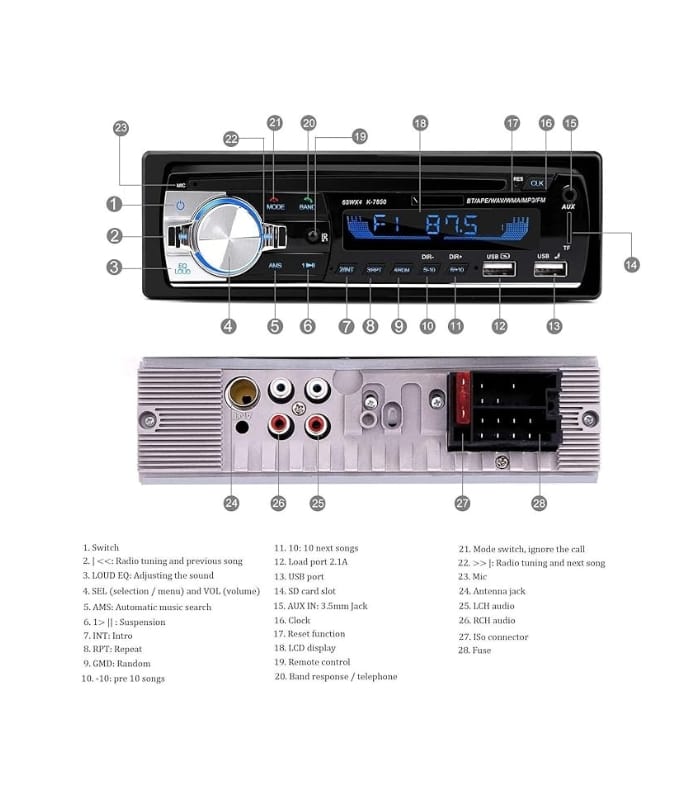 Car Radio Bluetooth Hands-Free, CENXINY 1 DIN Car Stereos