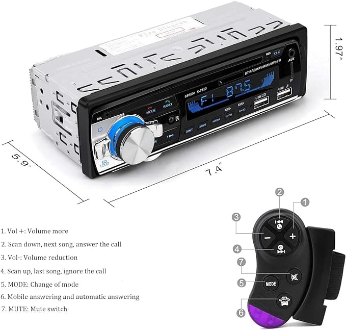 Car Radio Bluetooth Hands-Free, CENXINY 1 DIN Car Stereos