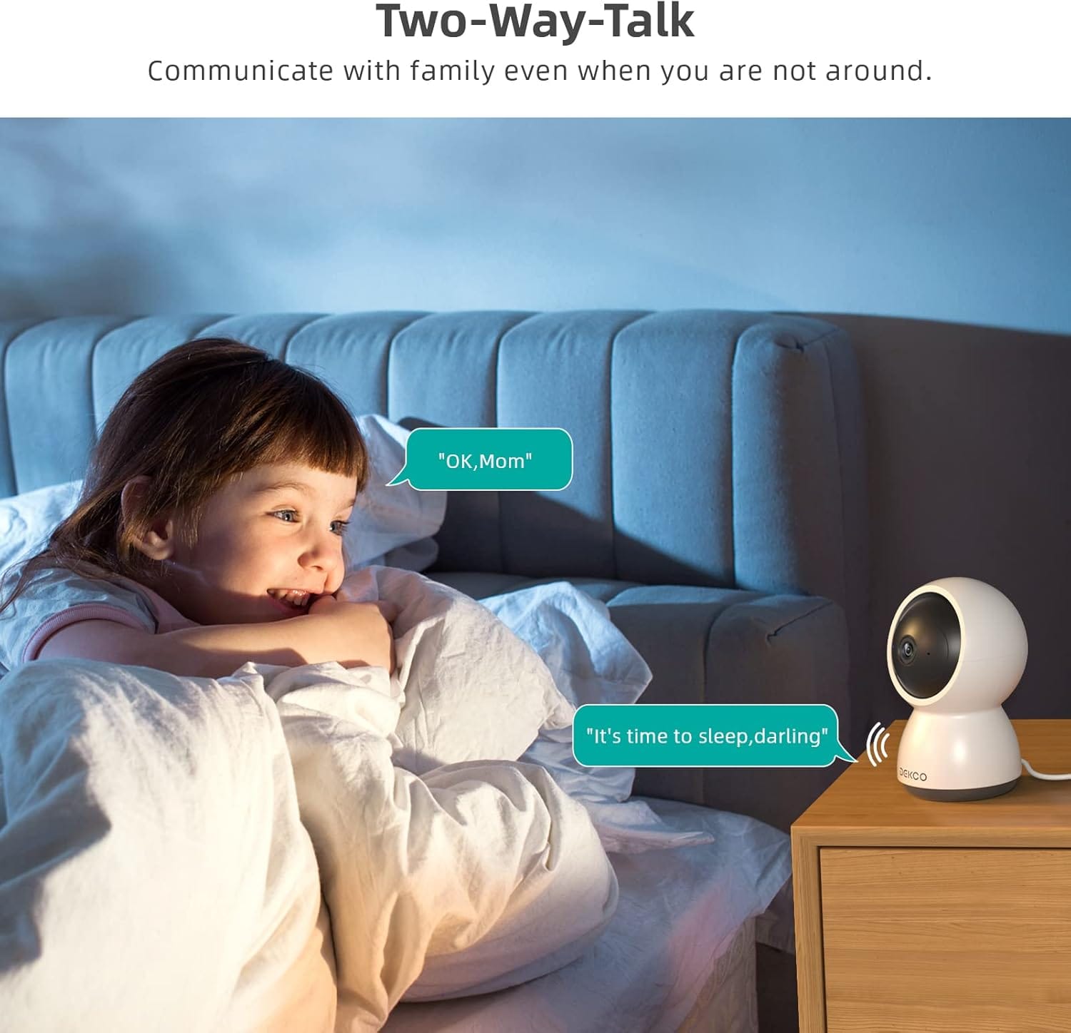 DEKCO DC2L 2K Security Camera Indoor, Baby Monitor Pet Camera 360-Degree for Home Security