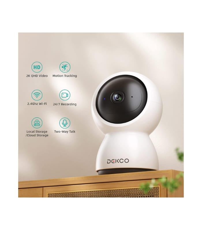 DEKCO DC2L 2K Security Camera Indoor, Baby Monitor Pet Camera 360-Degree for Home Security