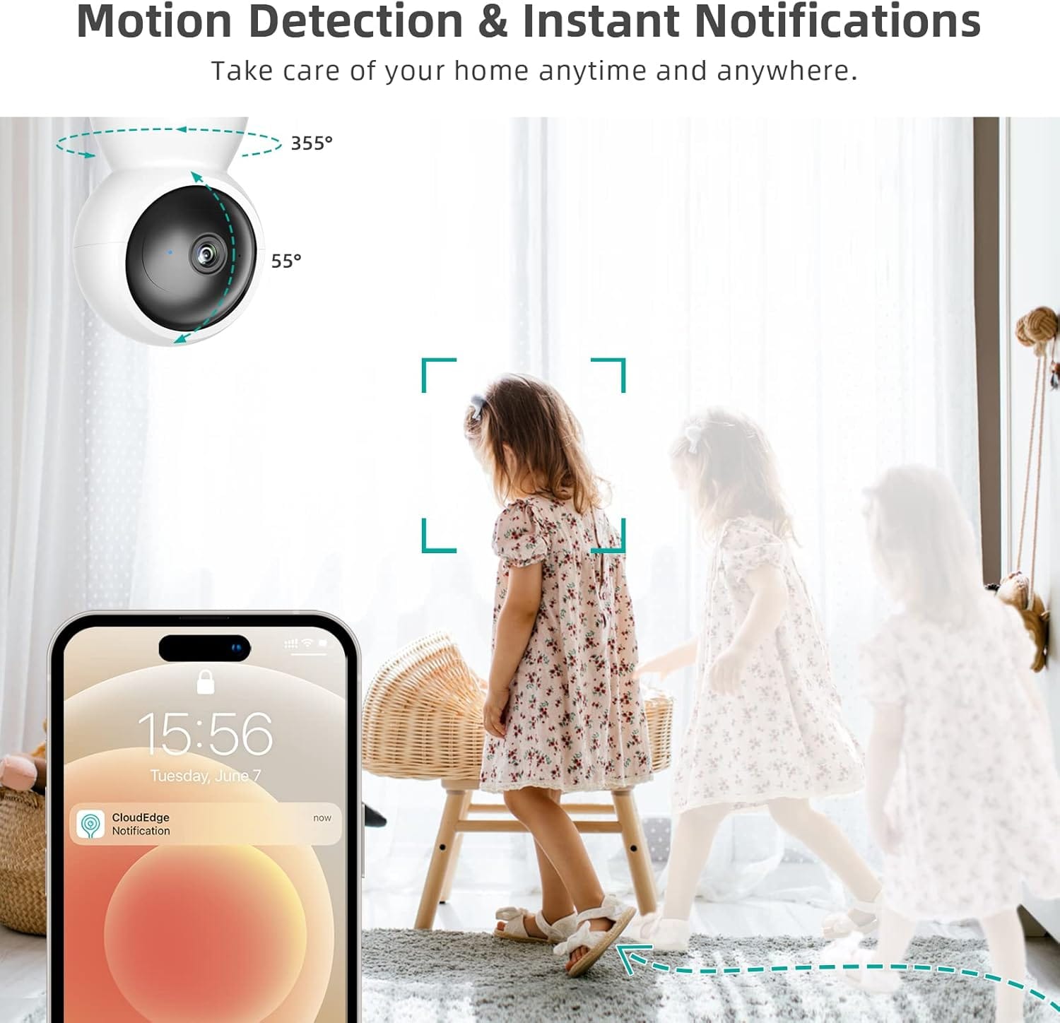 DEKCO DC2L 2K Security Camera Indoor, Baby Monitor Pet Camera 360-Degree for Home Security