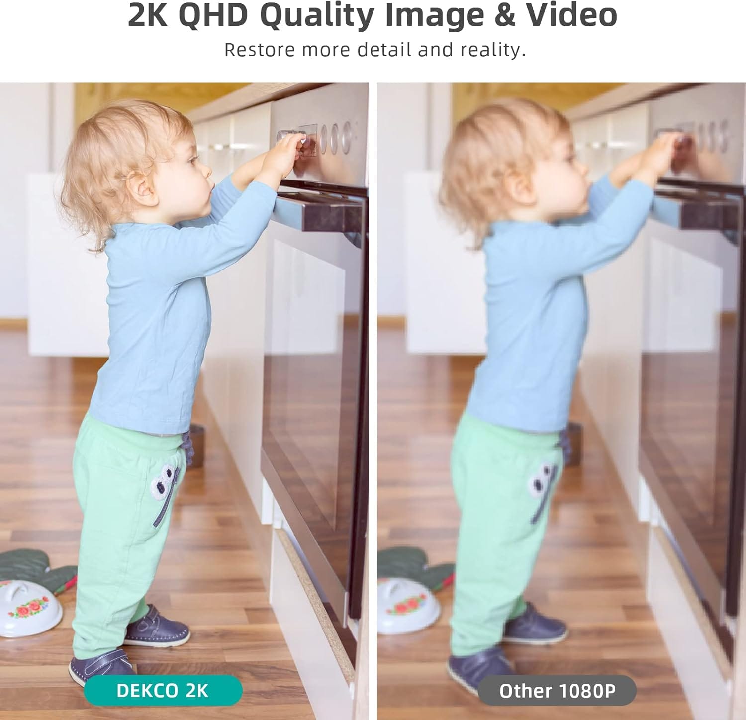 DEKCO DC2L 2K Security Camera Indoor, Baby Monitor Pet Camera 360-Degree for Home Security