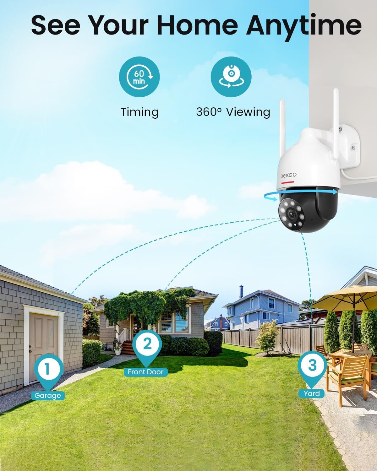 DESKO DCSP 2K WiFi Surveillance Security Camera Outdoor/Home/Dome, Pan-Tilt 360° View, 3MP