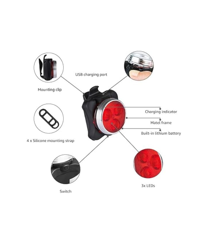 Defurhome Bike Light Set, Super Bright USB Rechargeable Bicycle Lights
