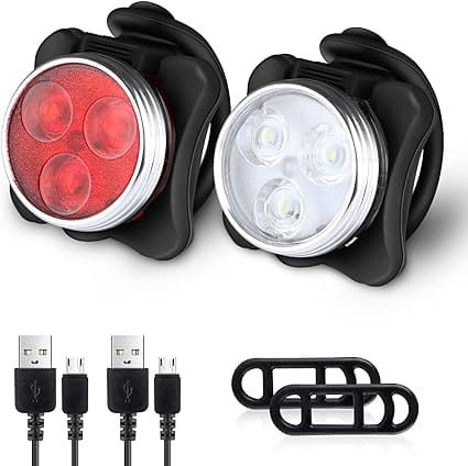 Defurhome Bike Light Set, Super Bright USB Rechargeable Bicycle Lights