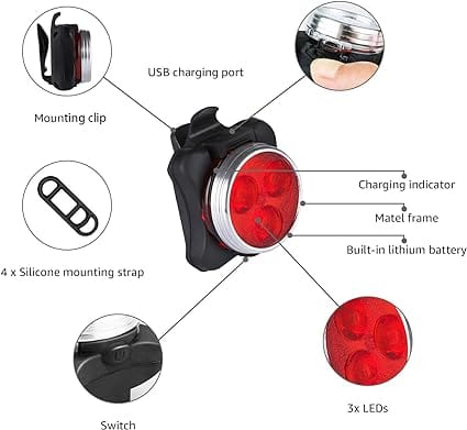 Defurhome Bike Light Set, Super Bright USB Rechargeable Bicycle Lights